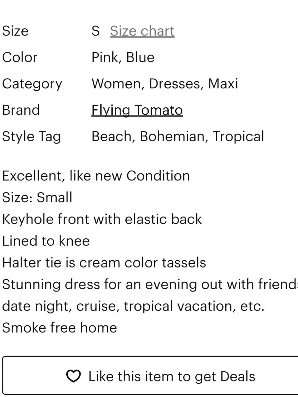 Flying Tomato Maxi Dress Floral Tropical Tassel Halter Lined Dress